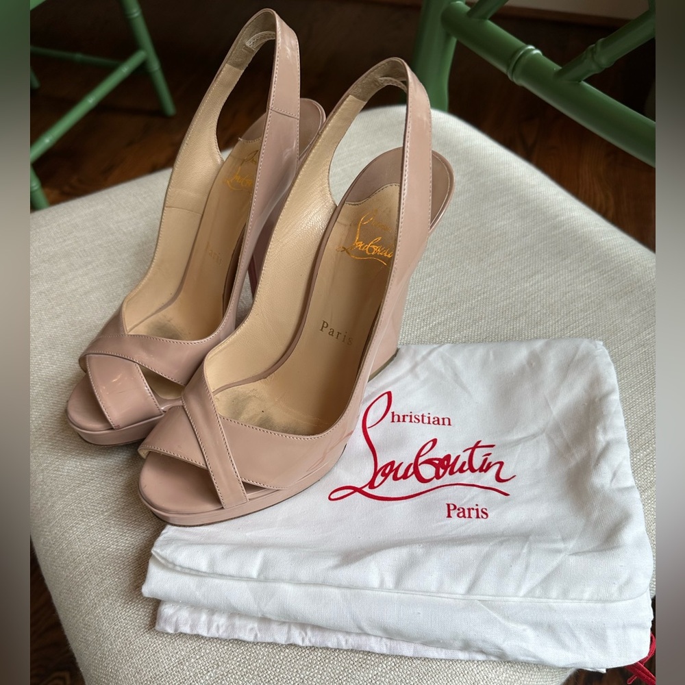 Christian Louboutin Nude Platform Slingbacks